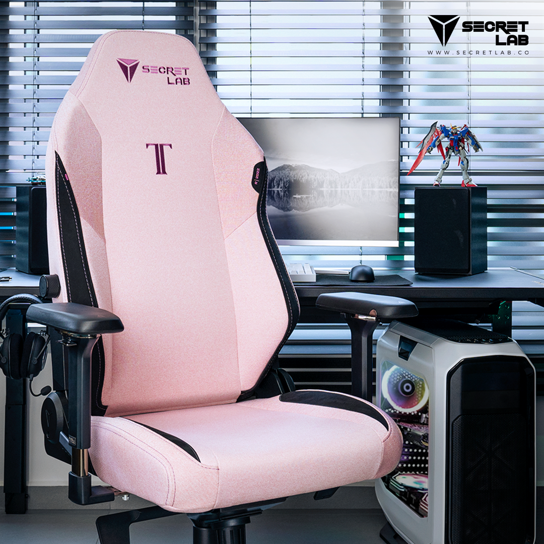 Secretlab TITAN Evo 2022 Plush Pink pc gaming chair setup