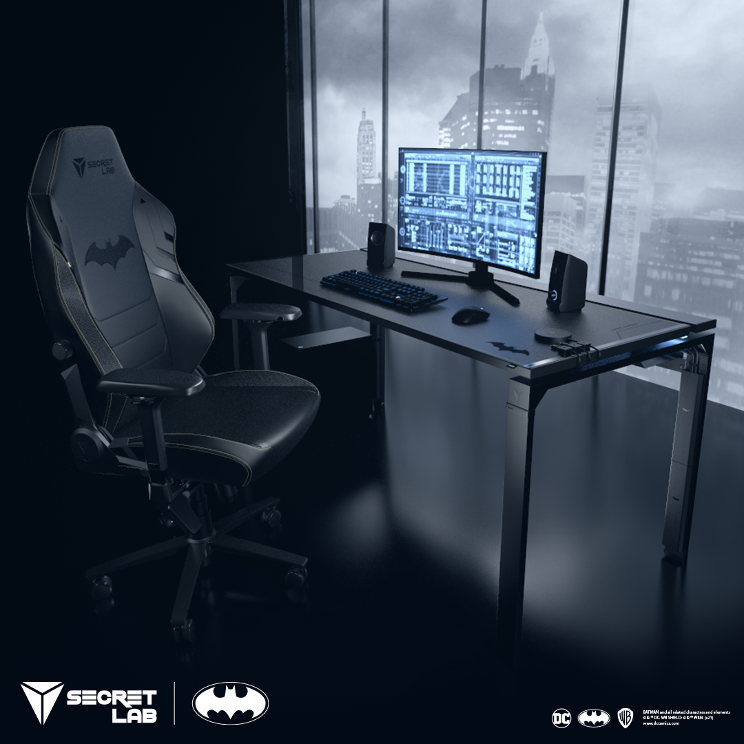 Secretlab TITAN Evo 2022 Dark Knight Edition gaming chair setup, Batman, Batcave, DC