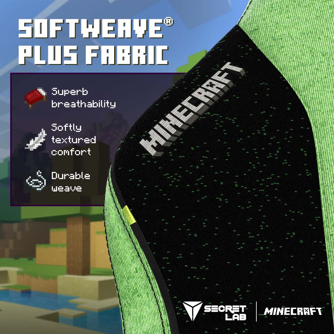 Secretlab TITAN Evo 2022 Minecraft Edition upholstered in SoftWeave® Plus fabric