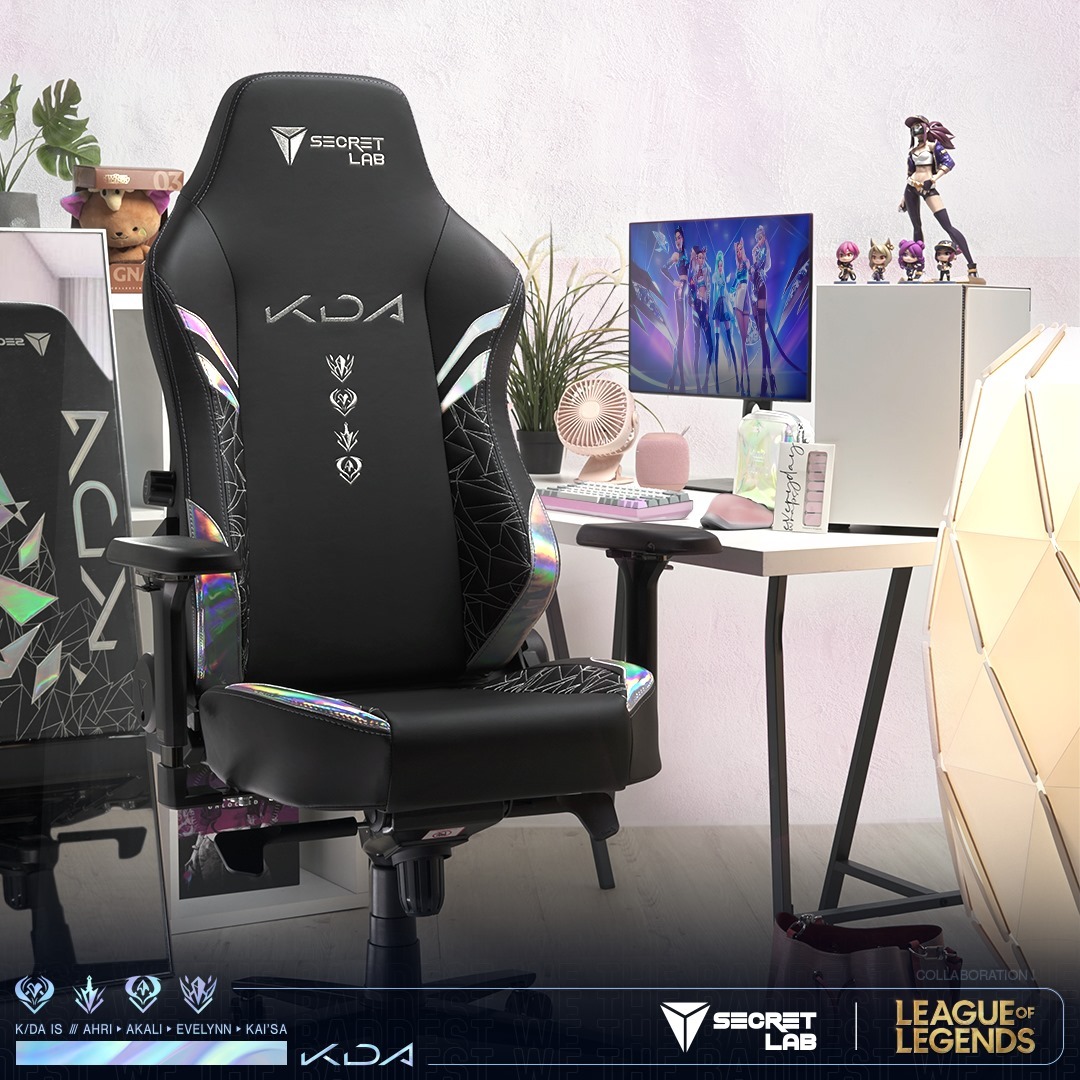 Gaming chair, gaming chairs, gaming seat, gaming seats, computer chair, computer chairs, League of Legends, League of Legends champions, female gamers, KDA, Akali, Ahri, Evelynn, Kai'Sa, LoL