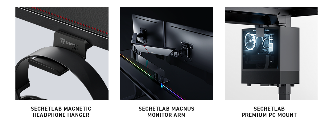 Secretlab Magnetic Headphone Hanger, Secretlab MAGNUS Monitor Arm, Secretlab Premium PC Mount