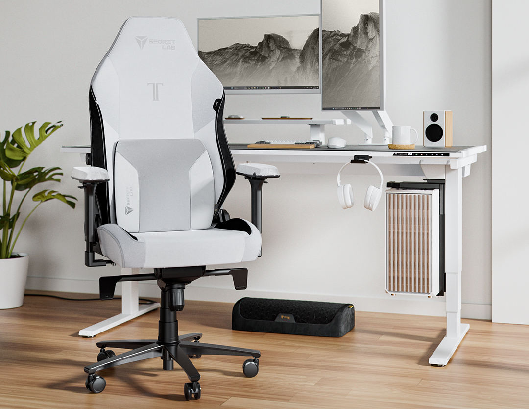 Picture featuring a Secretlab ergonomic setup with the TITAN Evo chair and MAGNUS Pro sit-to-stand desk